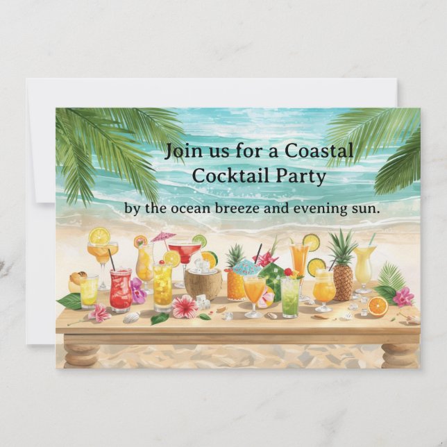 Invitation Soirée cocktail au bord de la plage avec beaucoup  (Devant)