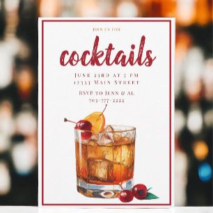 Invitation Soirée Cocktail Classique Boisson Old Fashioned