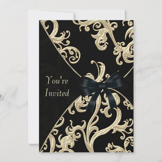 Invitation Soirée Cocktail Crème Noir (Devant)