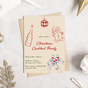 Invitation Soirée Cocktail de Noël à la main