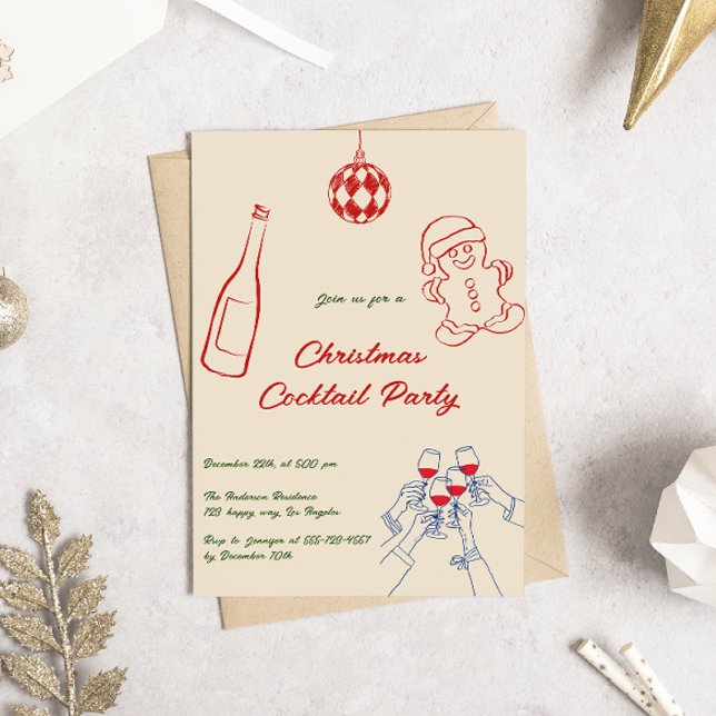 Invitation Soirée Cocktail de Noël à la main (Créateur téléchargé)