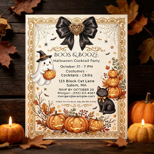 Invitation Soirée Cocktail Halloween "Fantômes et Boissons" V