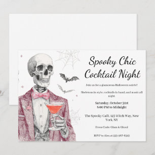 Invitation Soirée Cocktail Halloween   Nuit Chic et Squeletti