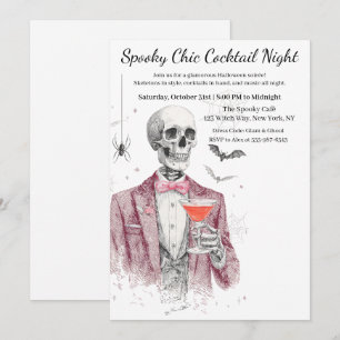 Invitation Soirée Cocktail Halloween   Nuit Chic et Squeletti