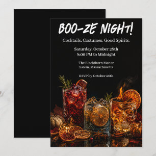Invitation Soirée Cocktail Halloween Nuit de Boo-ze