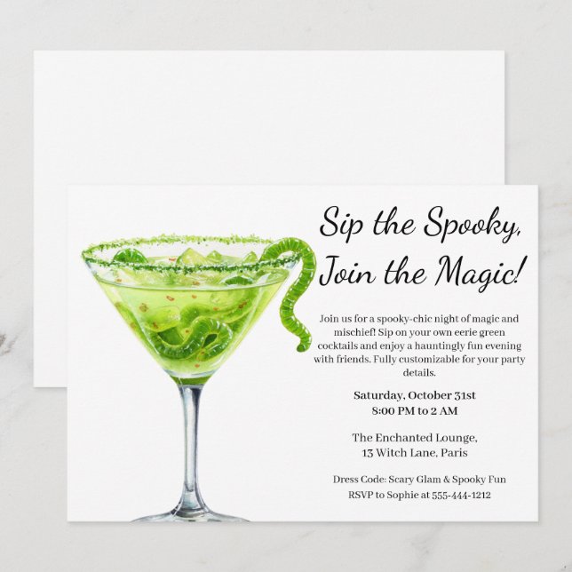 Invitation Soirée Cocktail Halloween | Potion Magique (Devant / Derrière)