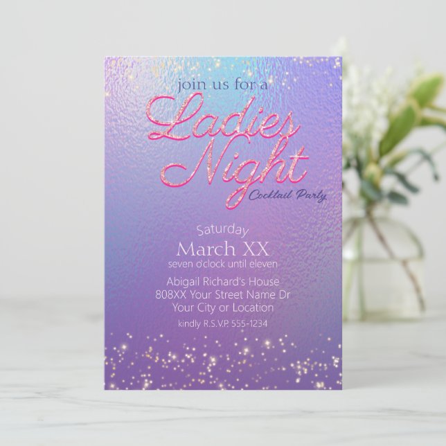 Invitation Soirée Cocktail Iridescent pour Dames (Debout devant)