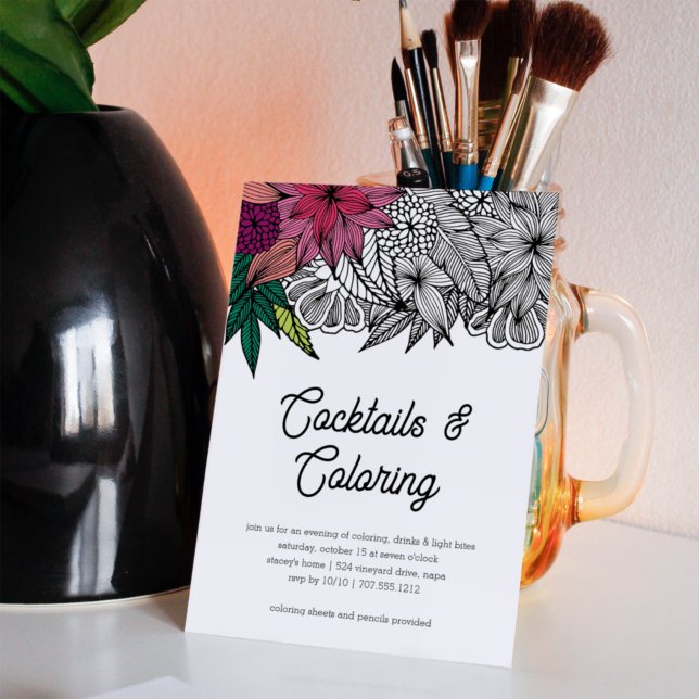 Invitation Soirée cocktails et coloriage (Créateur téléchargé)