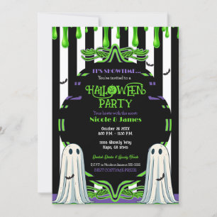 Invitation Soirée Costume d'Halloween Slime Vert