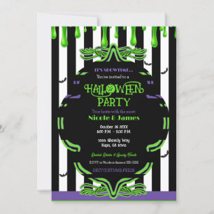 Invitation Soirée Costume d'Halloween Slime Vert