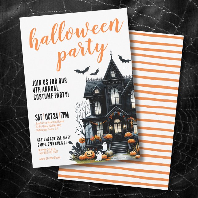Invitation Soirée Costumée de la Maison Hantée d'Halloween (Halloween Haunted House Costume Party Invitation)