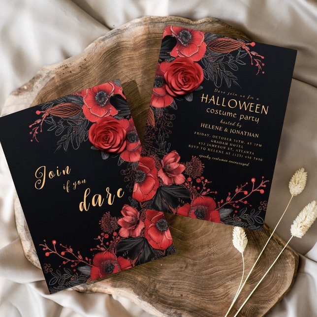 Invitation Soirée costumée d'Halloween gothique foncé pour ad (Dark Gothic Adult Halloween Costume Party Invitation)