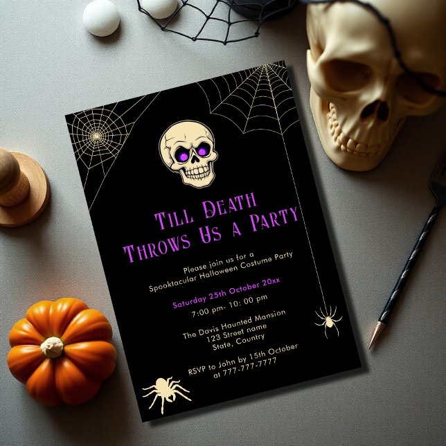 Invitation Soirée costumée Halloween adulte crâne éffrayant (Créateur téléchargé)