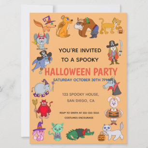 Invitation Soirée costumée pour enfants Halloween