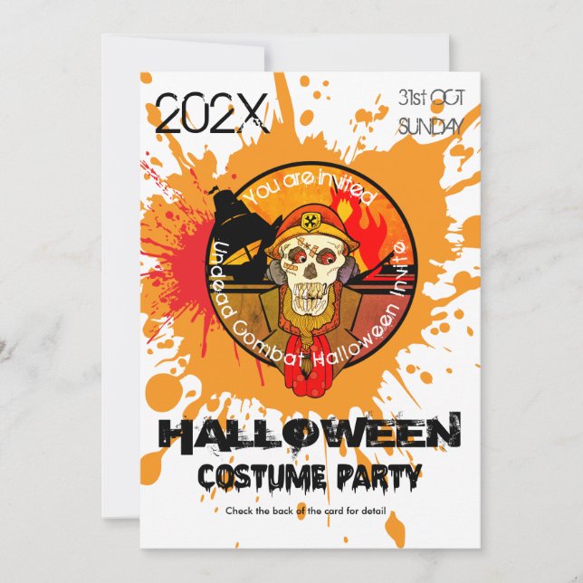 Invitation Soirée costumée Zombie Soldat Halloween (Devant)