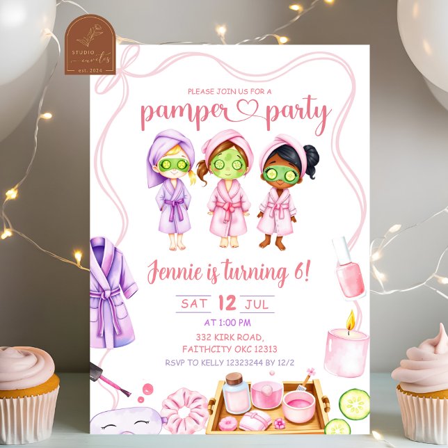 Invitation Soirée Cute Pamper Fille Anniversaire (Créateur téléchargé)