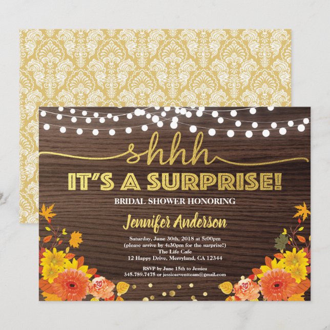 Invitation Soirée d'action de grâce de la douche de la nuptia (Devant / Derrière)