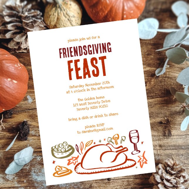 Invitation Soirée d'Action de grâces Whimsgiving Friendsgivin (Whimsical Thanksgiving Friendsgiving Dinner Party Invitation
)