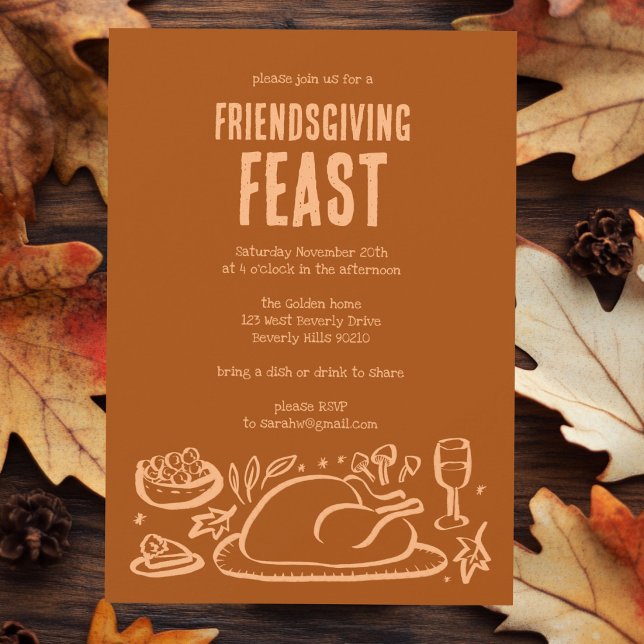 Invitation Soirée d'Action de grâces Whimsgiving Friendsgivin (Whimsical Thanksgiving Friendsgiving Dinner Party Invitation
)