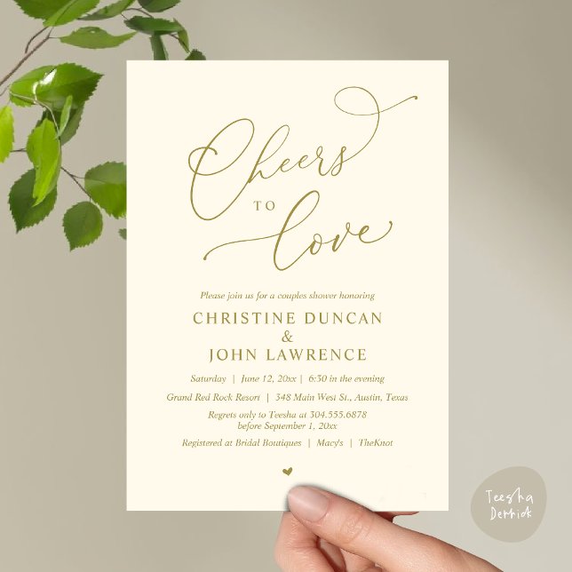 Invitation Soirée d'amour, Soirée Romantique Couples Douche (Cheers to love, Romantic Couples Shower Modern Party Winery Invitation Card, PDF, Summer Yellow Gold)