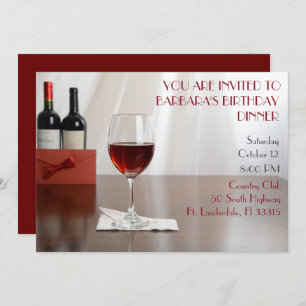 Invitation Soirée d'anniversaire au vin rouge sophistiquée