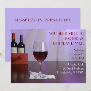 Invitation Soirée d'anniversaire au vin rouge violet sophisti