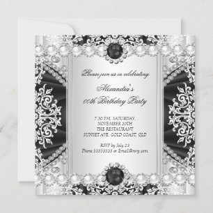 Invitation Soirée d'Anniversaire Black and White Pearl