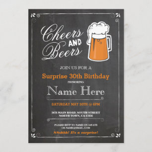 Invitation Soirée d'anniversaire de bière et bière TOUT ÂGE B