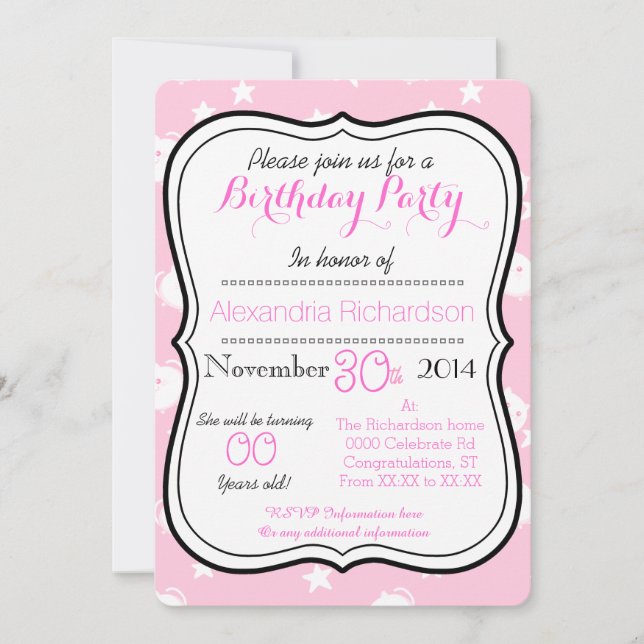 Invitation Soirée d'anniversaire de Cute Kawaii (Devant)