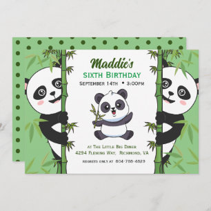 Invitation Soirée d'anniversaire de Cute Panda Kiddie