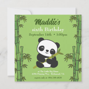 Invitation Soirée d'anniversaire de Cute Panda Kiddie