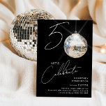 Invitation Soirée d'anniversaire de la 50e discothèque minima<br><div class="desc">Fêtez le 50e anniversaire avec notre invitation chic et minimaliste ! Cette invitation ouvre la voie à une célébration mémorable, avec les chiffres '50' avec une touche unique - le '0' est une boule disco étincelante, qui brille sur notre arrière - plan noir branché. Le modèle moderne complété par d'élégants...</div>