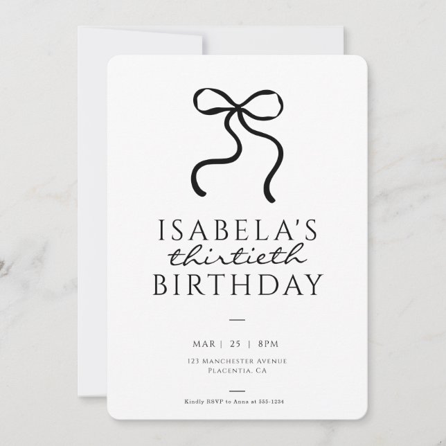 Invitation Soirée d'Anniversaire de la coquette noire (Devant)