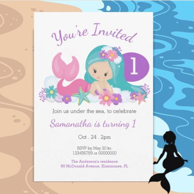 Invitation Soirée d'anniversaire de la mignonne petite sirène (You're Invited to a Magical Under-the-Sea Birthday Party!)