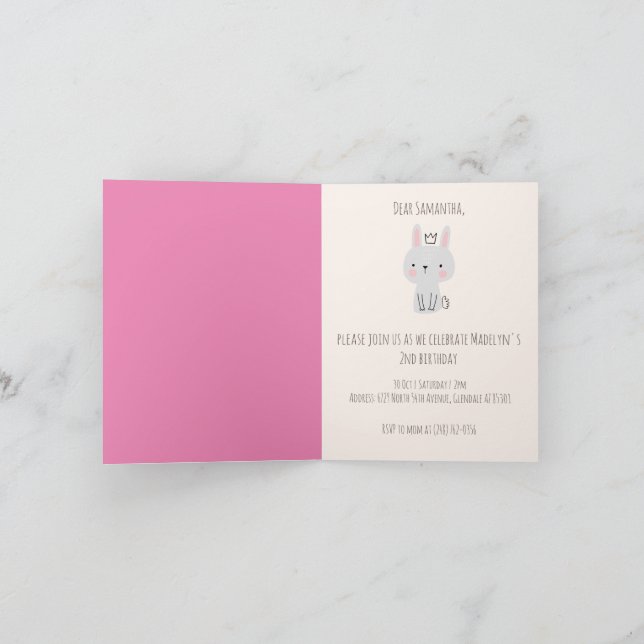 Invitation Soirée d'anniversaire de la mignonne princesse (Intérieur)