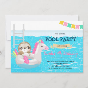 Invitation Soirée d'anniversaire de la piscine de la licorne 