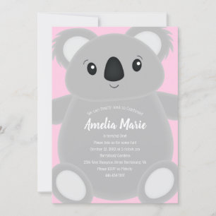 Invitation Soirée d'anniversaire de l'ours rose Koala
