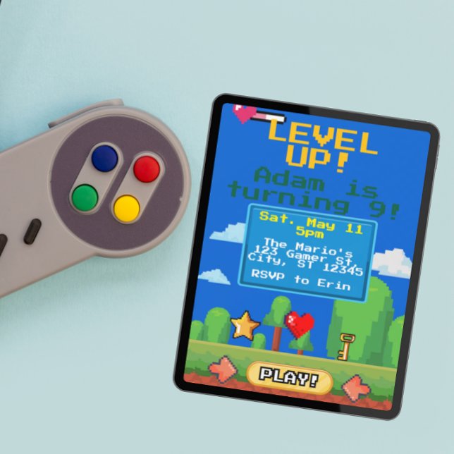 Invitation Soirée d'anniversaire de niveau vers le haut (Créateur téléchargé)