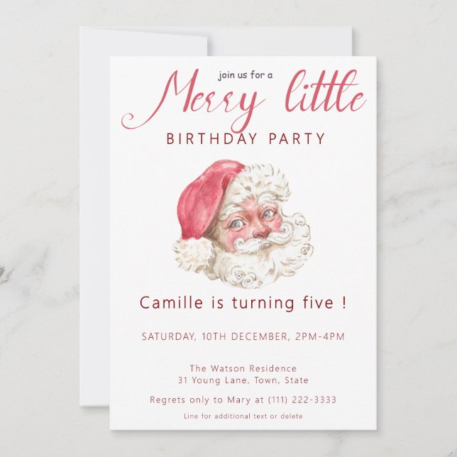 Invitation Soirée d'anniversaire de Noël à la belle Père Noël (Devant)
