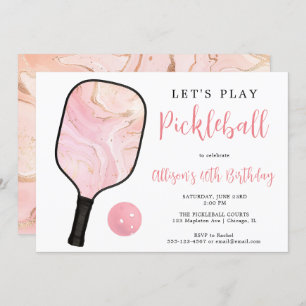 Invitation Soirée d'anniversaire de Pickball en or rose noir