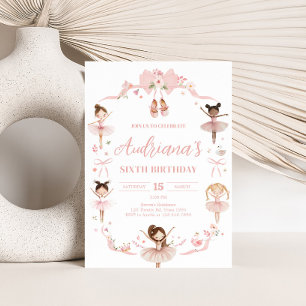 Invitation Soirée d'anniversaire de Pink Ballerina