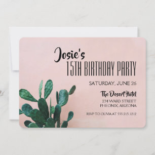 Invitation Soirée d'anniversaire de Pink Cactus