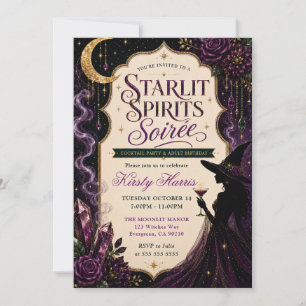 Invitation Soirée d'anniversaire de sorcière aux esprits étoi