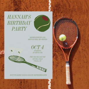 Invitation Soirée d'anniversaire de tennis