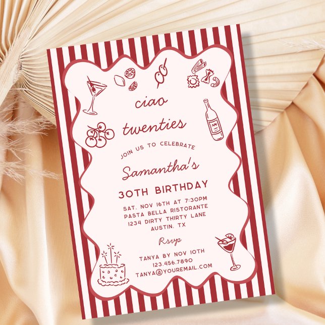 Invitation Soirée d'anniversaire des 30 ans autour de pâtes i (Créateur téléchargé)