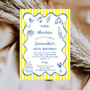 Invitation Soirée d'anniversaire des 40 ans autour de pâtes i