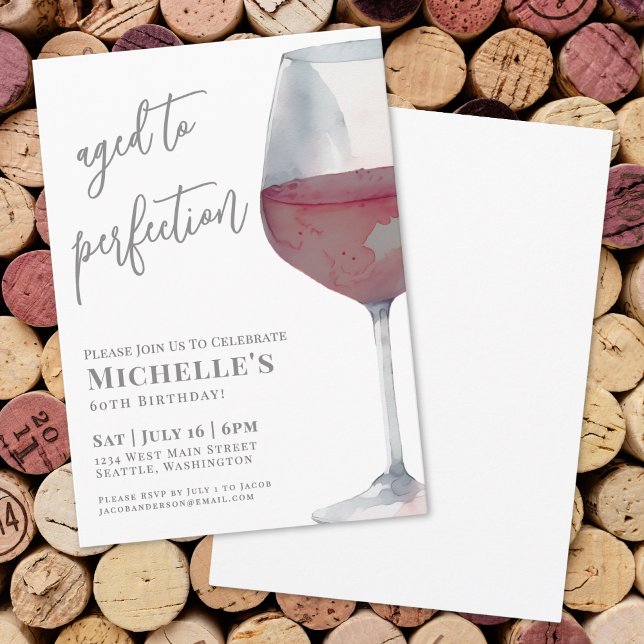 Invitation Soirée d'anniversaire des 60 ans de Wine (Wine Sixty 60th Birthday Party Invitation)
