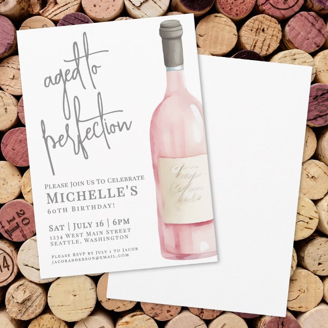 Invitation Soirée d'anniversaire des 60 ans de Wine Simple Si (Wine Simple Sixty 60th Birthday Party Invitation)