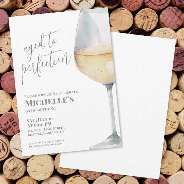 Invitation Soirée d'anniversaire des 60 ans de Wine Simple Si (Wine Simple Sixty 60th Birthday Party Invitation)