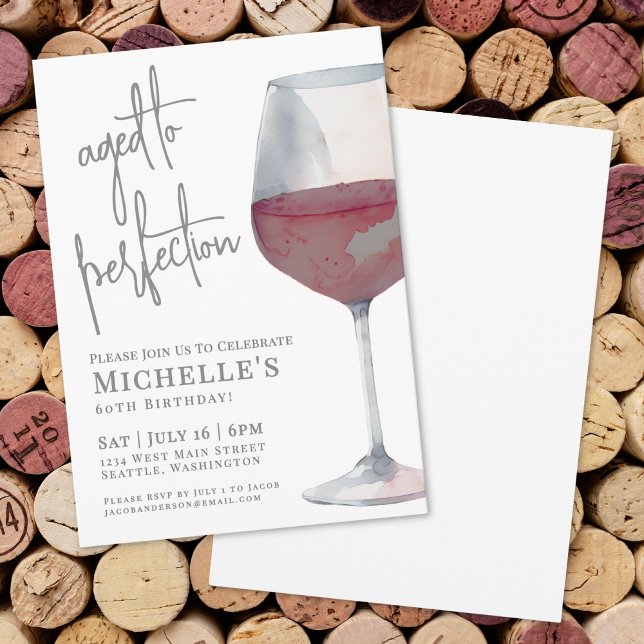 Invitation Soirée d'anniversaire des 60 ans Red Wine Sixty (Red Wine Sixty 60th Birthday Party Invitation)